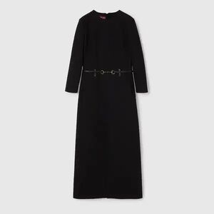 Gucci Cotton Crêpe Mid-Length Dress With Horsebit
